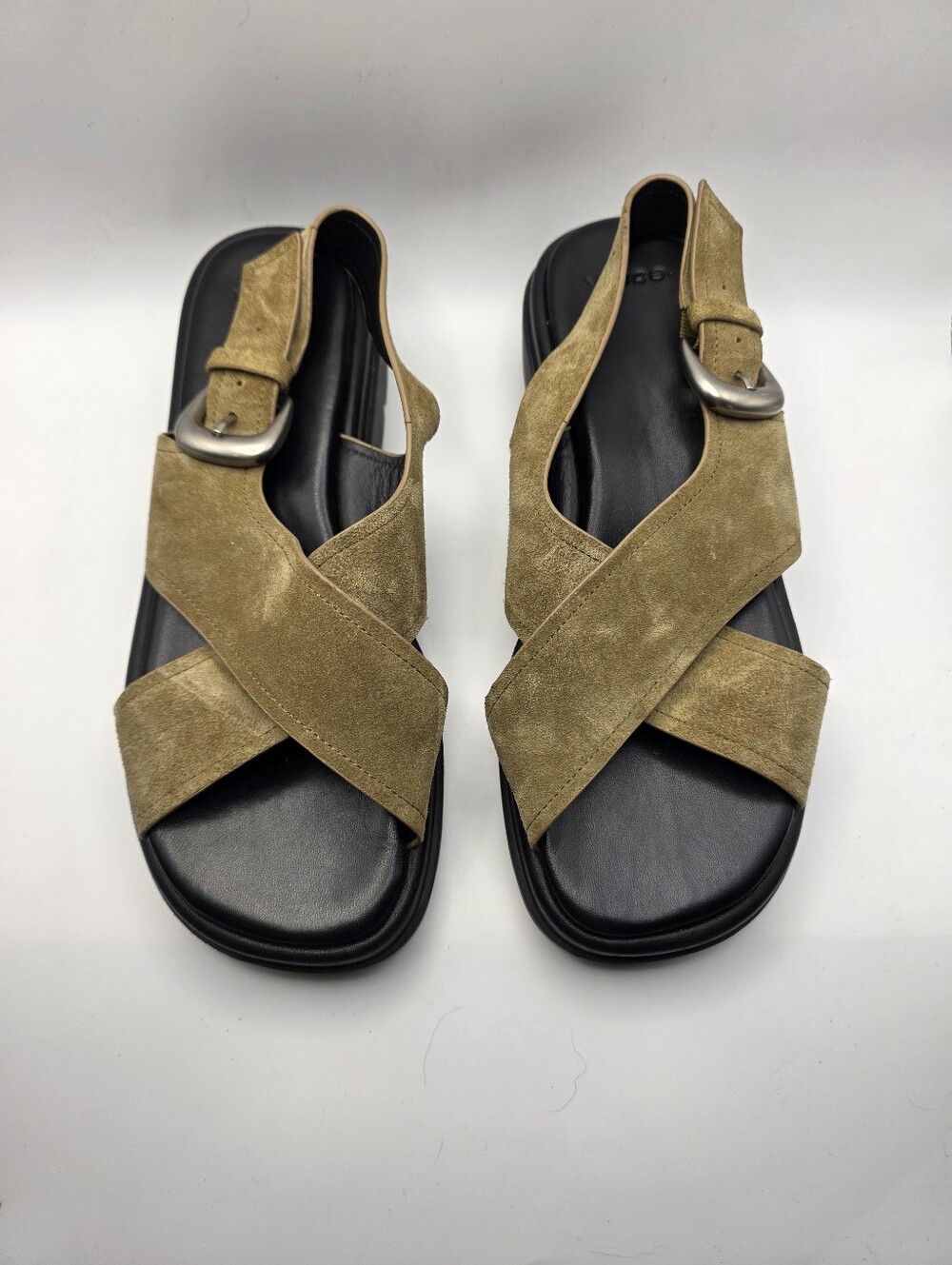 Vince Helena Suede Crisscross Lug-Sole Slingback Sandals Size 36